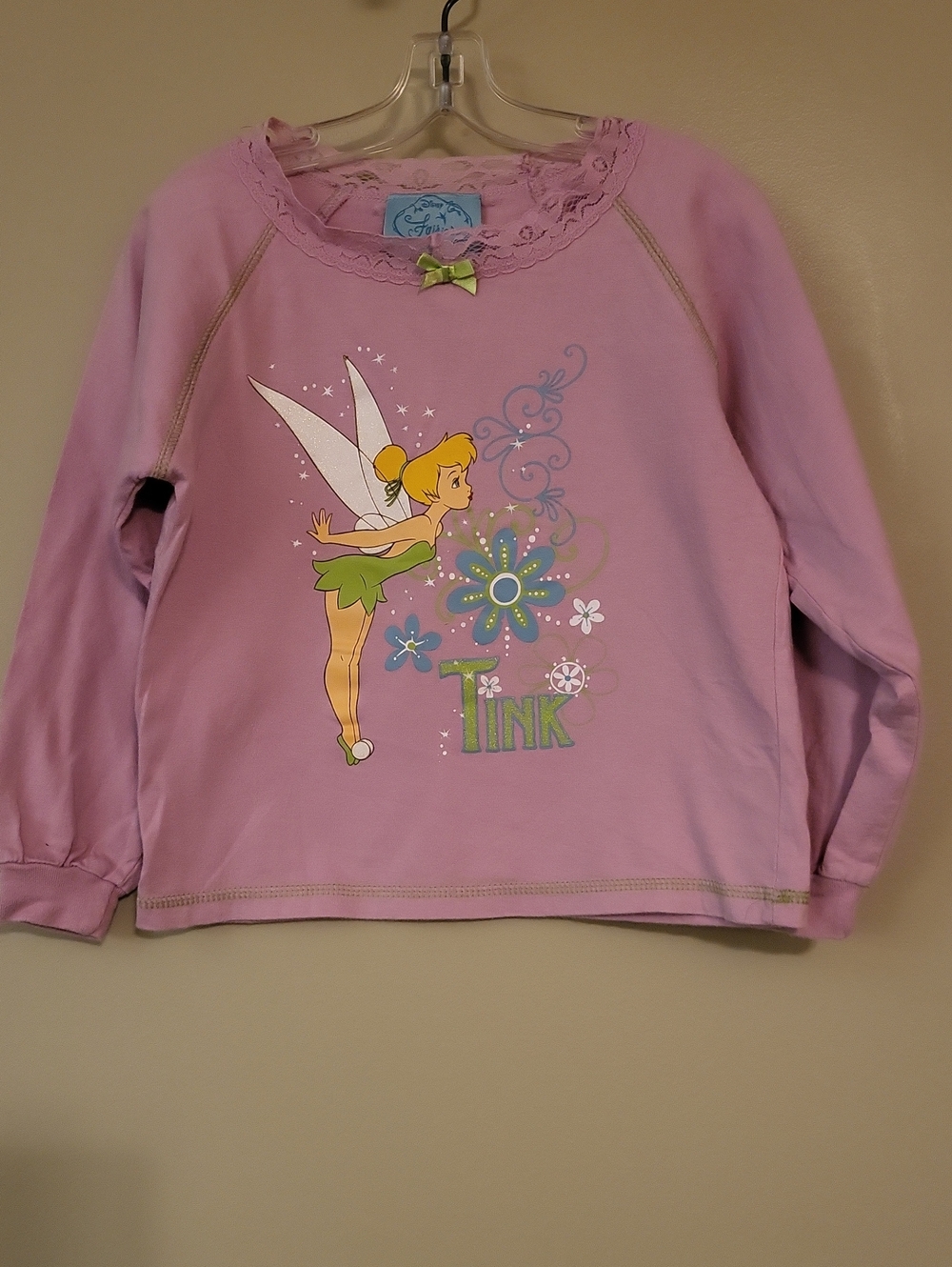 Disney Tinkerbell mauve long sleeve pajama top